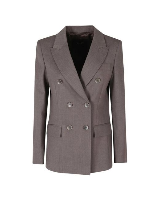 Seventy Gray Double-Breasted Peak-Lapels Blazer