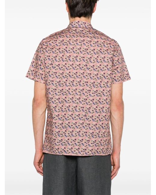 PS by Paul Smith Pink Palm Tree-print Short-sleeve Shirt for men