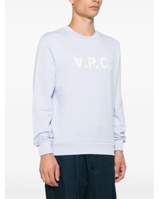 A.P.C. White Logo-Print Crew-Neck Sweatshirt for men