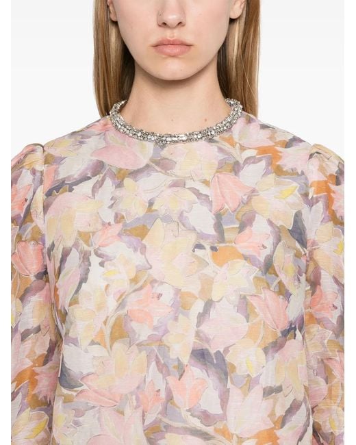 Zimmermann Pink Diamante-Trim Mini Dress