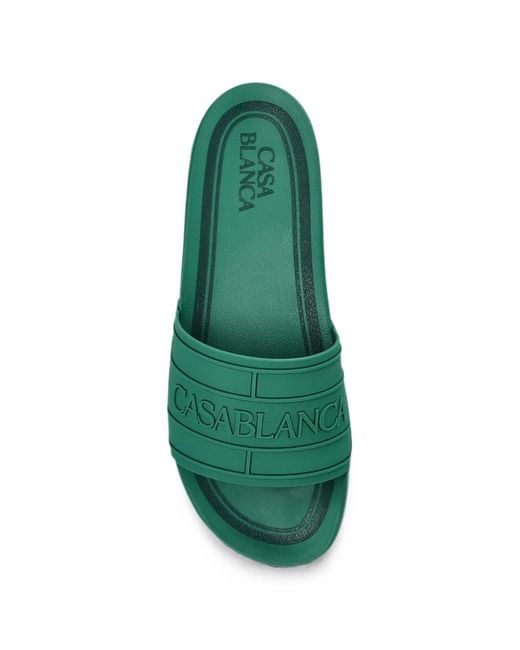 Casablanca Green Logo-Embossed Slides for men