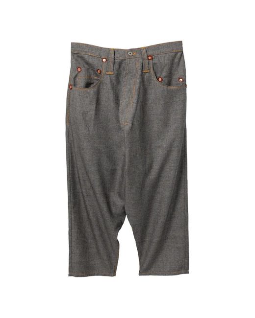 Junya Watanabe Gray Levi's Cropped Bold Check Trousers for men
