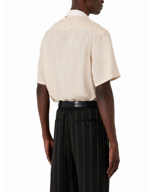 Giorgio Armani Natural Contrasting-trim Short-sleeve Shirt for men