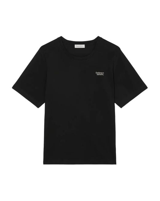 Marc O' Polo Black Slogan-Print Cotton T-Shirt