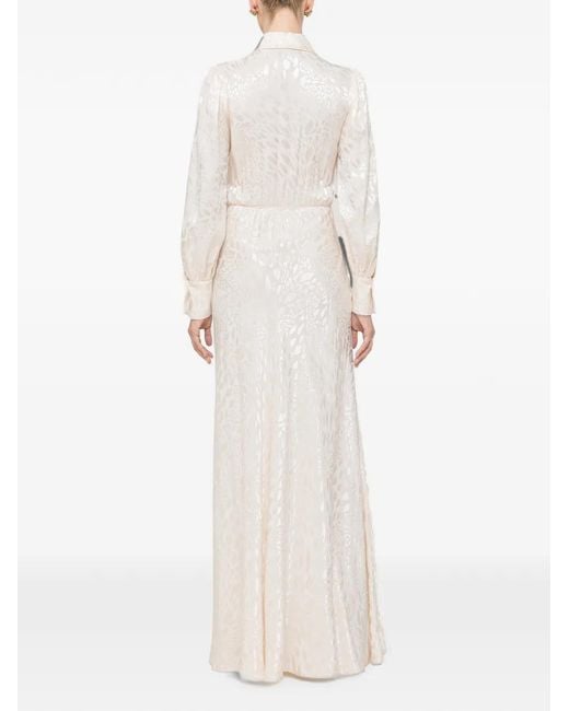 Nissa White Leopard-Print Viscose-Blend Midi Dress
