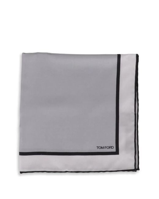 Tom Ford Gray Carré De Poche À Détail De Bordure for men