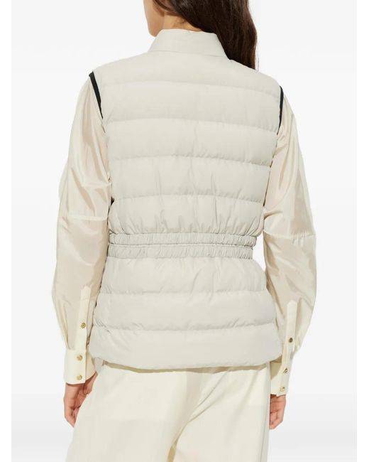Moncler White Romantisme Belted Quilted Vest