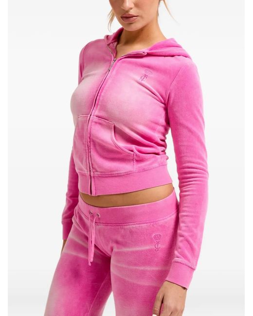 Juicy Couture Pink Hoodie À Effet Délavé Zippé