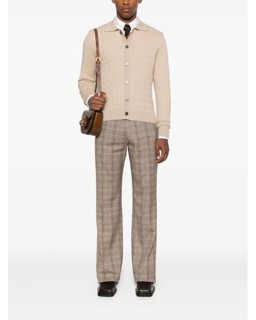 Ernest W. Baker Natural Cable-Knit Collared Cardigan for men