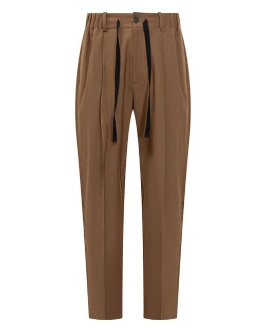 Studio Nicholson Brown Elasticated-Drawcord Trousers for men