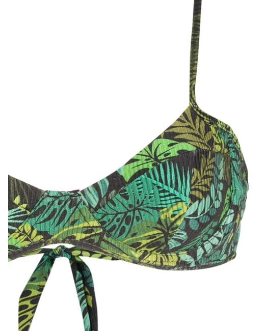 Amir Slama Green Tropical Print High Waisted Bikini