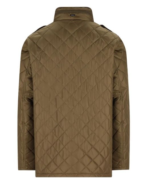Herno Green Quilted High-Neck Field Jacket for men