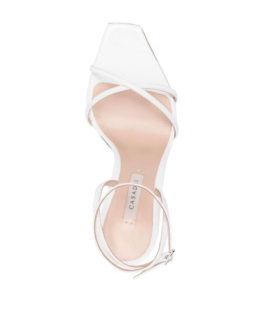 Casadei White Superblade Jolly Leather Sandals
