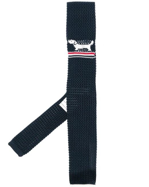Thom Browne Blue Hector Pointelle Knitted Silk Tie for men