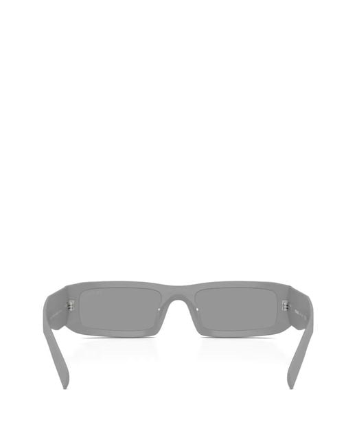 Prada Gray Triangle-Logo Rectangle Sunglasses for men