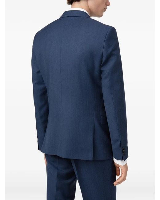 HUGO Blue Veste Boutonnée À Revers Crantés for men