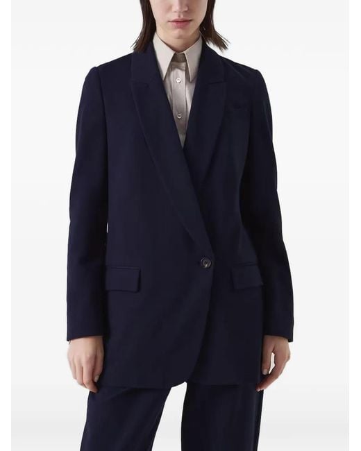 Brunello Cucinelli Blue Single-Breasted Blazer
