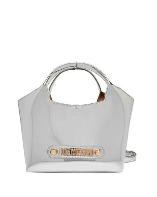 Love Moschino Gray Logo Lettering Tote Bag