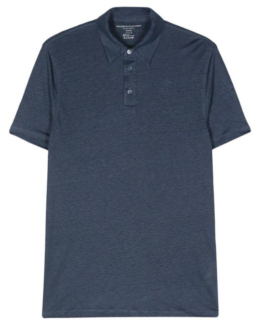 Majestic Filatures Blue Fine-ribbed Polo Shirt for men