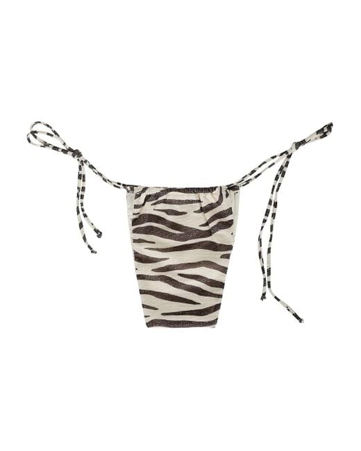 Mc2 Saint Barth White Zebra-Print Tie-Side Bikini Briefs
