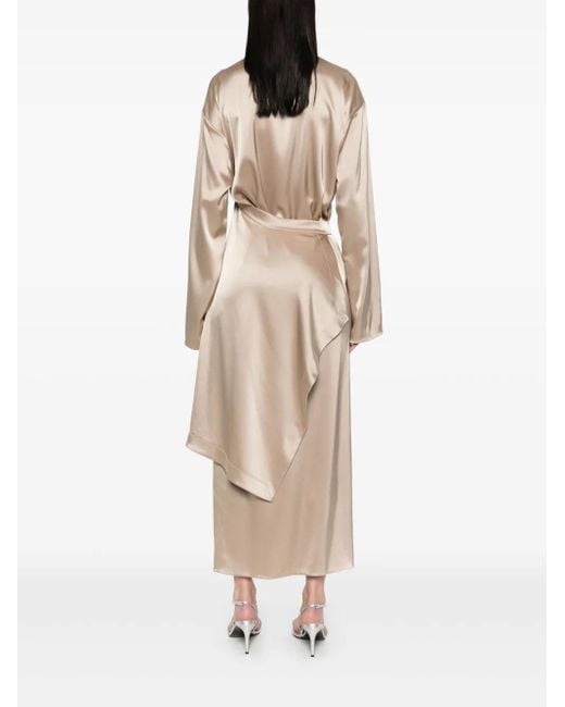 Nanushka Natural Draped Midi Dress