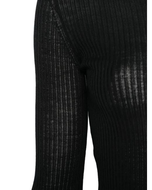 Mrz Black Ribbed Wool Long-Sleeve Top