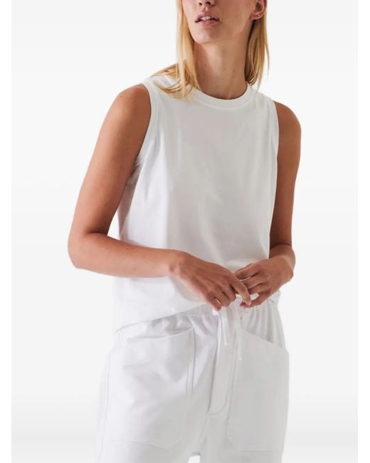 Patrick Assaraf White Boyfriend Crew-Neck Sleeveless Top
