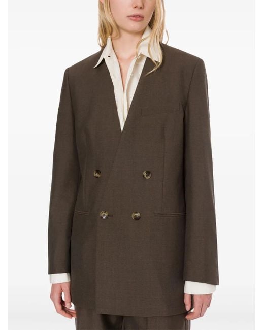 Philosophy Di Lorenzo Serafini Green Lapeless Double-Breasted Blazer