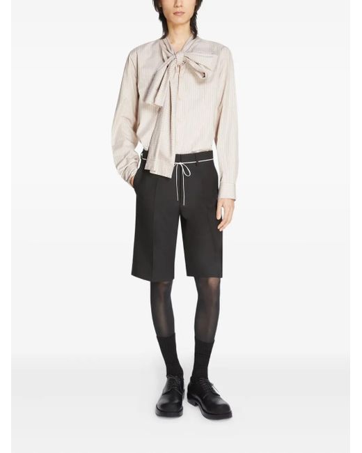 Dries Van Noten Black Tailored Wool Shorts for men