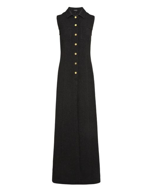 Giambattista Valli Black Button-Front Sleeveless Maxi Gilet