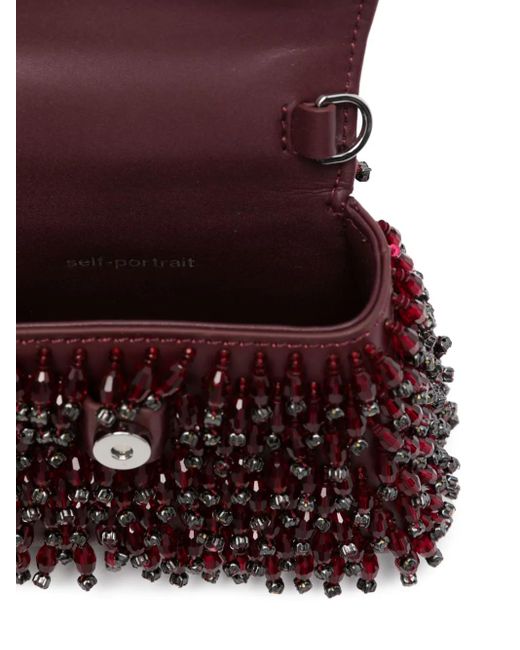 Self-Portrait Red Mini-Tasche mit Kristallen
