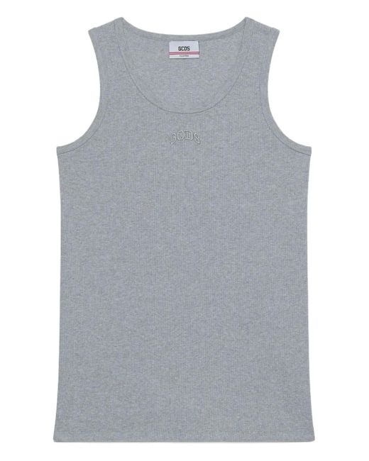 Gcds Gray Ribbed Tank Top for men