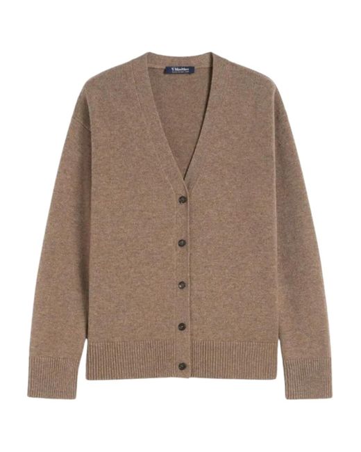 Max Mara Brown Geknöpfter Cardigan mit V-Ausschnitt