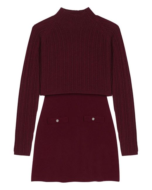 Maje Layered Mini Sweater Dress