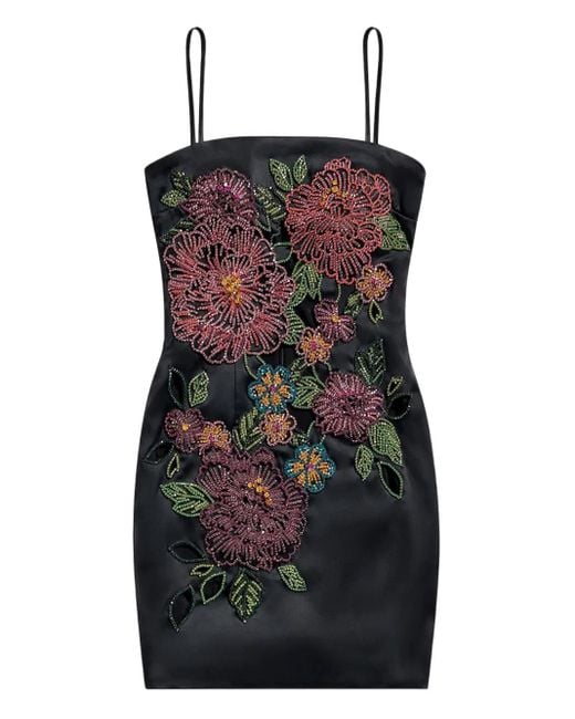 Area Black Embroidered Mini Dress