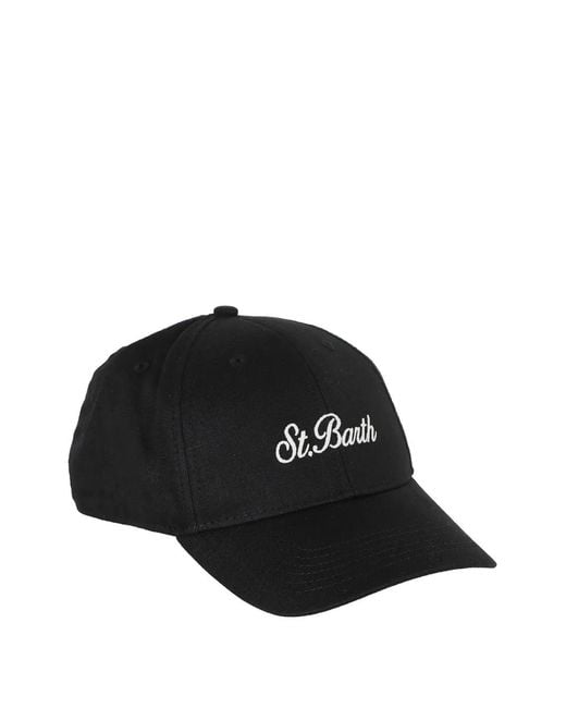 Mc2 Saint Barth Black Embroidered St. Barth Baseball Cap for men