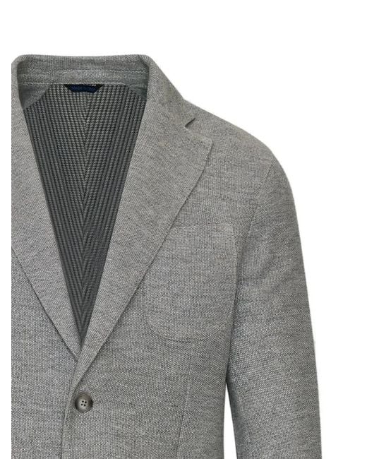 Patrick Assaraf Gray Single-Breasted Patch-Pocket Blazer for men