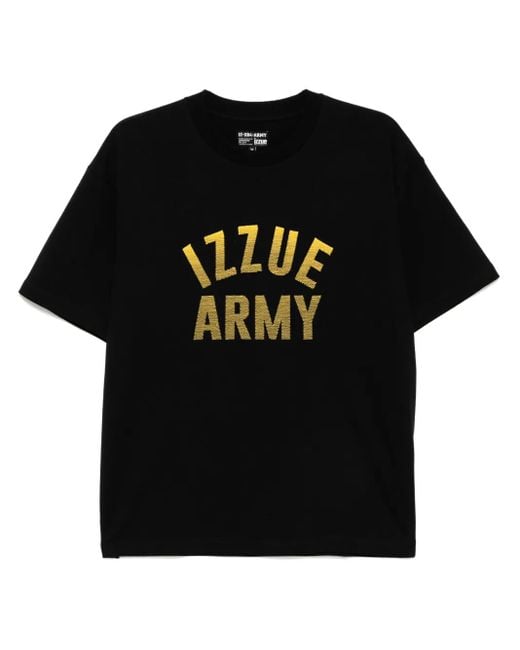 Izzue Black Embroidered Logo T-Shirt for men