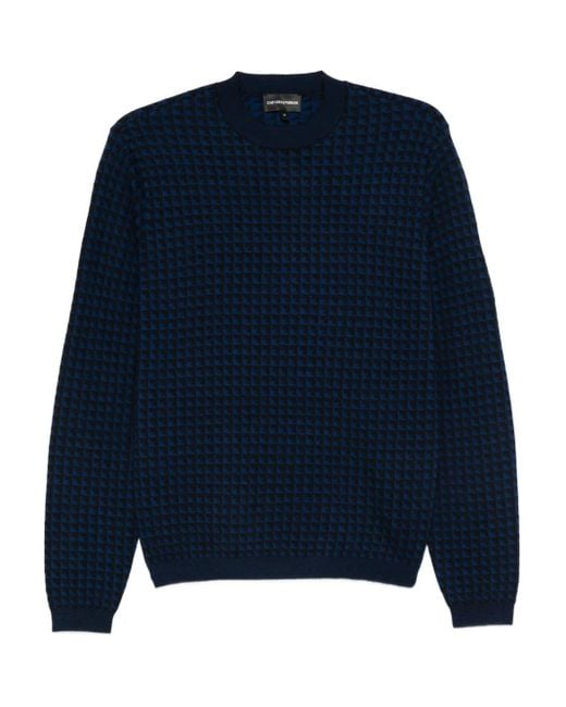 Emporio Armani Blue Wool Crewnekc Jumper for men
