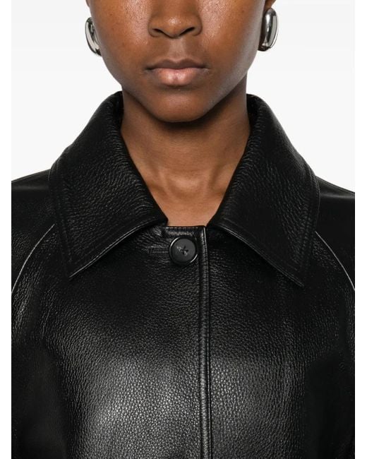 Totême  Black Raglan-sleeves Leather Coat