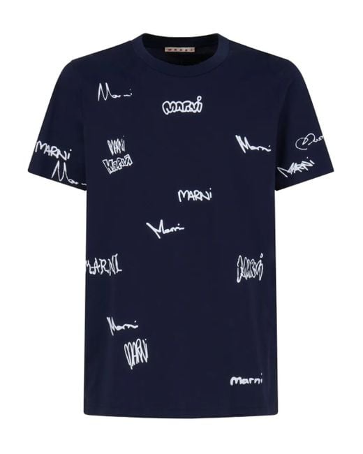 メンズ Marni ロゴ Tシャツ Blue
