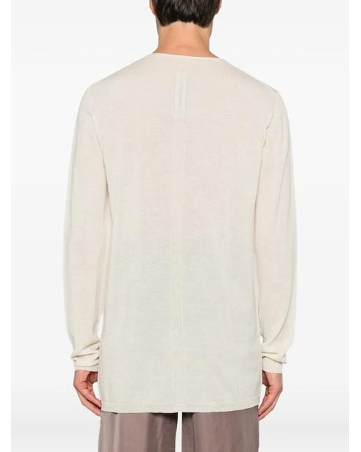 Rick Owens White Plunging V-Neck Sweater for men