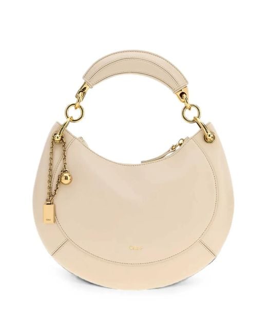 Chloé White Small Banana Leather Tote Bag