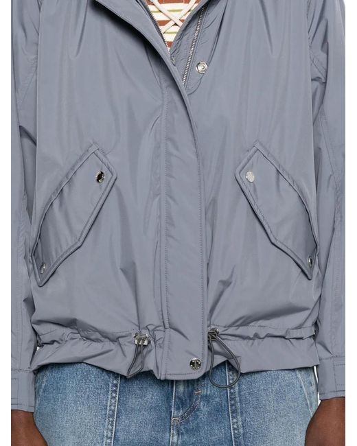 Moorer Blue Jill-Stp Hooded Pocket Jacket
