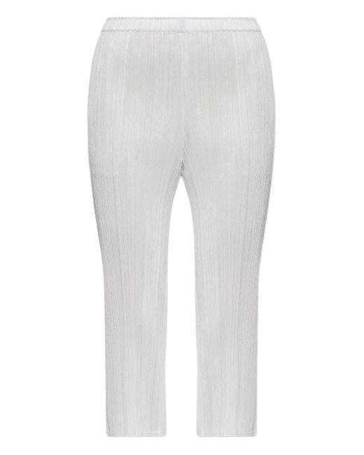 Pleats Please Issey Miyake White Pleated Trousers