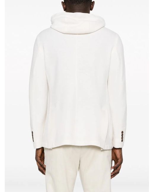 Blazer Monopetto Con Cappuccio di Eleventy in White da Uomo