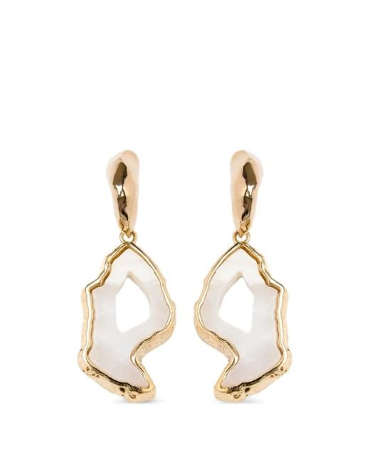 Erdem White Stone-Pendant Drop Earrings