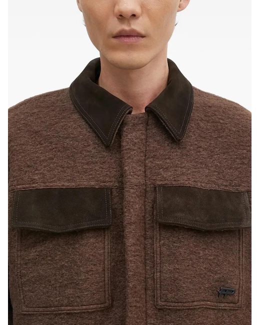 Filling Pieces Brown Flap-Pocket Collared Jacket for men