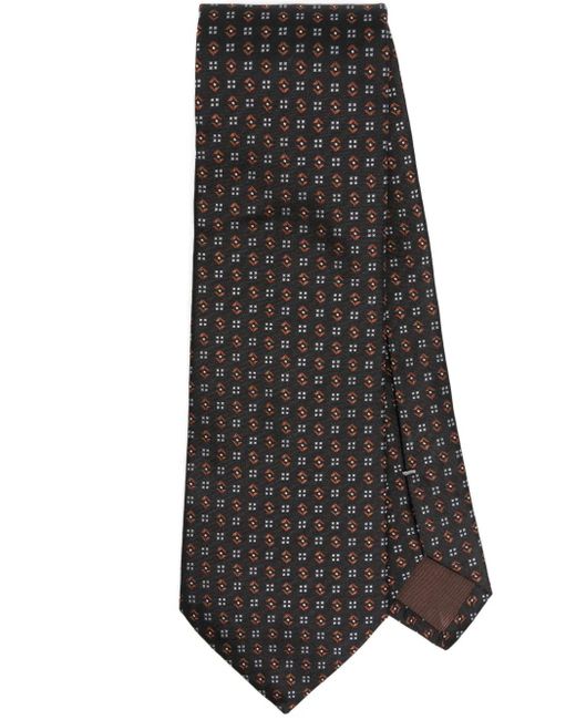 Canali Black Geometric-Pattern Tie for men