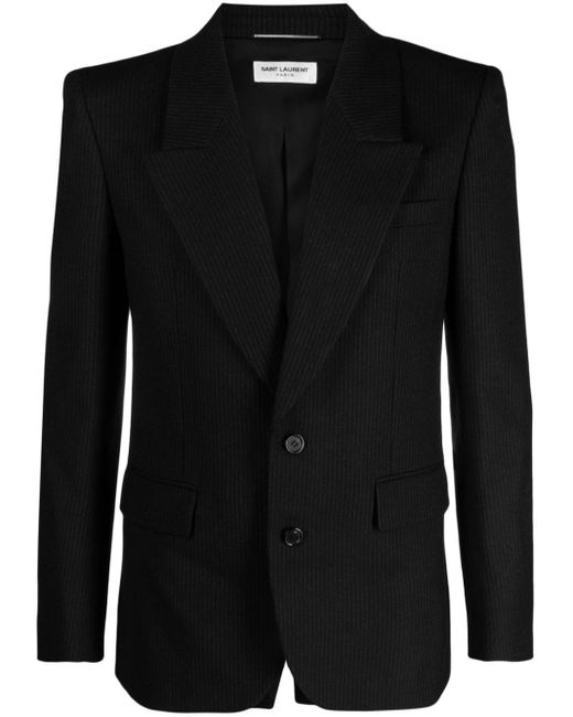 Saint Laurent Black Pinstripe-pattern Wool Blazer for men